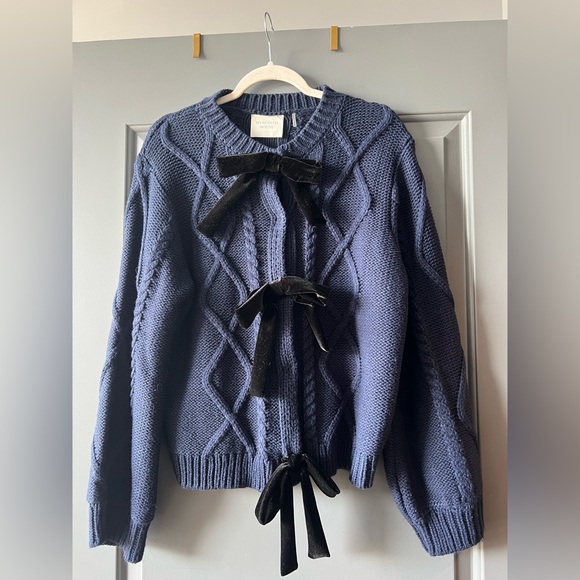 Tuckernuck HYACINTH HOUSE Velvet Bow Bea Cardigan - Picture 3 of 4